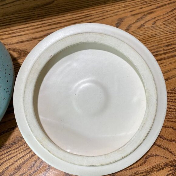 MCM 1950s Bauer Speckled Turquoise Blue White California Pottery Serving Dish - Picture 5 of 5